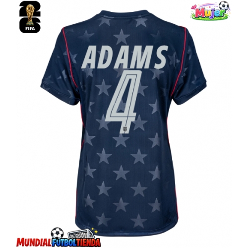Camiseta Estados Unidos Tyler Adams #4 Segunda Equipación Replica Mundial 2026 para mujer mangas cortas